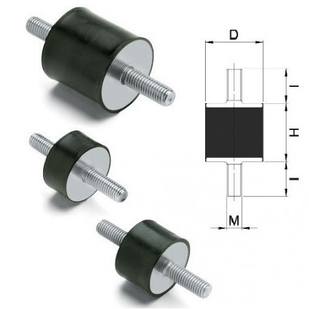 antivibranti-cilindrici-maschio/maschio-ø-d-mm-25-h-mm-20-m-m6-i-mm-18