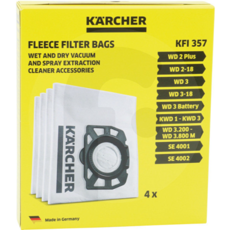 AMKFI357 KARCHER SACCHETTI FILTRO IN VELLO ASP. SOLIDI E LIQUIDI WD2/WD3