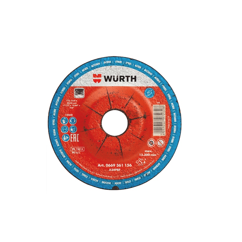 WH0669361256 - Disco abrasivo, Mola da sbavo Wuerth blu CD 125x6