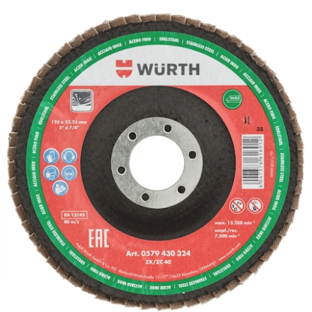 WH0579430529 - Disco abrasivo lamellare, Disco lam. fib. industry 125mm GR.80 zebra